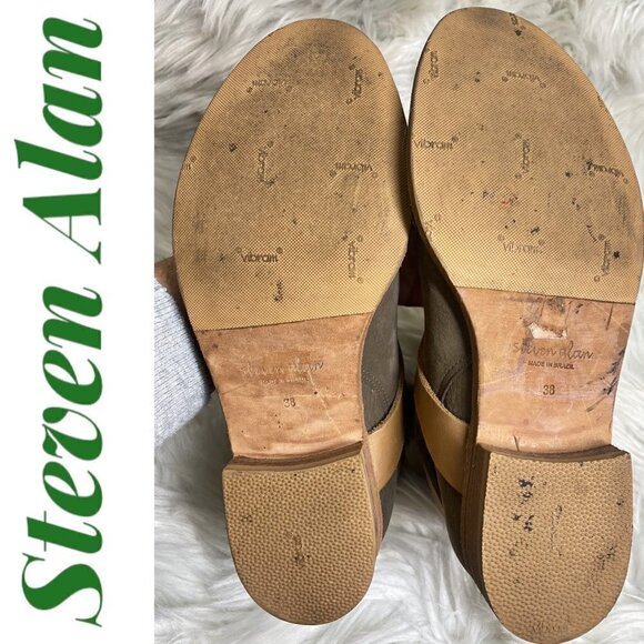 STEVEN ALAN Jodphur Genuine Suede Wrap Buckle Taupe Chelsea Bootie, Size 38 - Picture 6 of 11